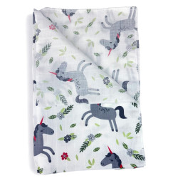 Swaddle SoundSleep Unicorn muslin 80x100 cm white (2800004517539)