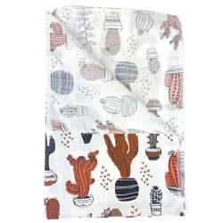 Swaddle SoundSleep Cactus muslin 80x100 cm white (2800004517522)