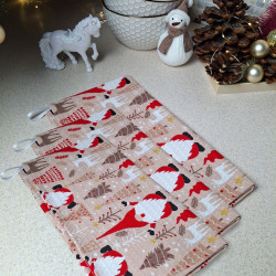 Set of 3 kitchen towels SoundSleep Santa Christmas waffle 30x50 cm beige (2800004713559)