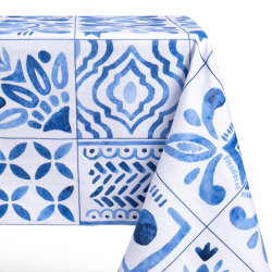 Tablecloth SoundSleep Blue Mosaic Water-Repellent 130x180 cm White (2800005024364)