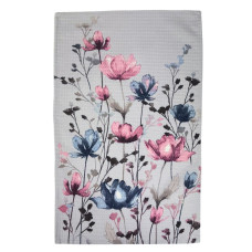 Waffle kitchen towel SoundSleep Flowers white 34x60 cm