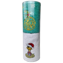 SoundSleep Toy and Snake New Year's Gift Towel Set in a Tube 10x30 cm Terry 40x70 cm Aqua with White (2800004675468)