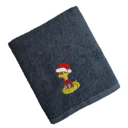 SoundSleep Snowman New Year's towel with embroidery, terry 40x70 cm, dark gray (2800004680424)