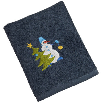 New Year's towel SoundSleep Snowman with embroidery terry 40x70 cm dark gray (2800004667777)