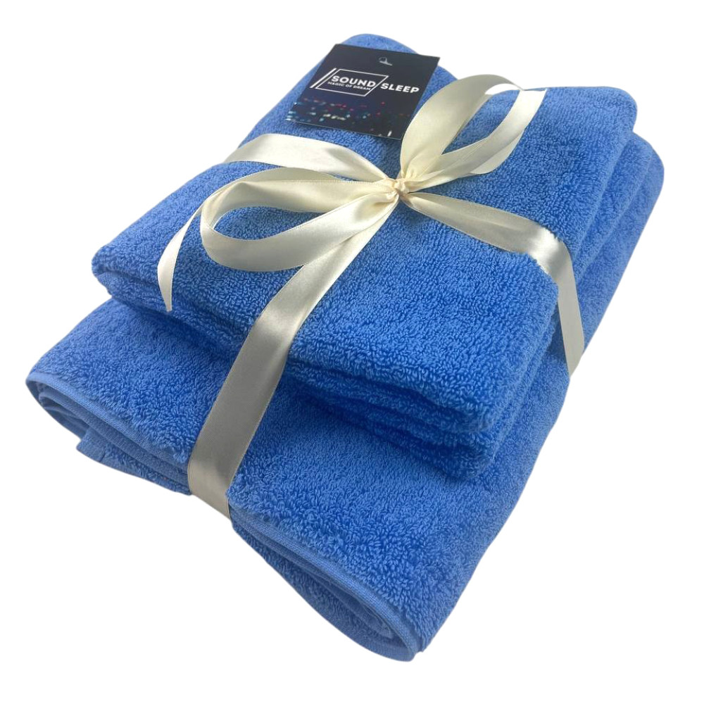 Set of towels SoundSleep Delicat 2 pcs with a loop terry 50x90 cm and 70x140 cm 500 g dark blue (2800004680134)