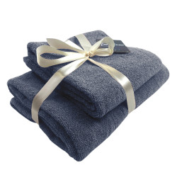 Set of towels SoundSleep Delicat 2 pcs with a loop terry 50x90 cm and 70x140 cm 500 g dark gray (2800004680097)