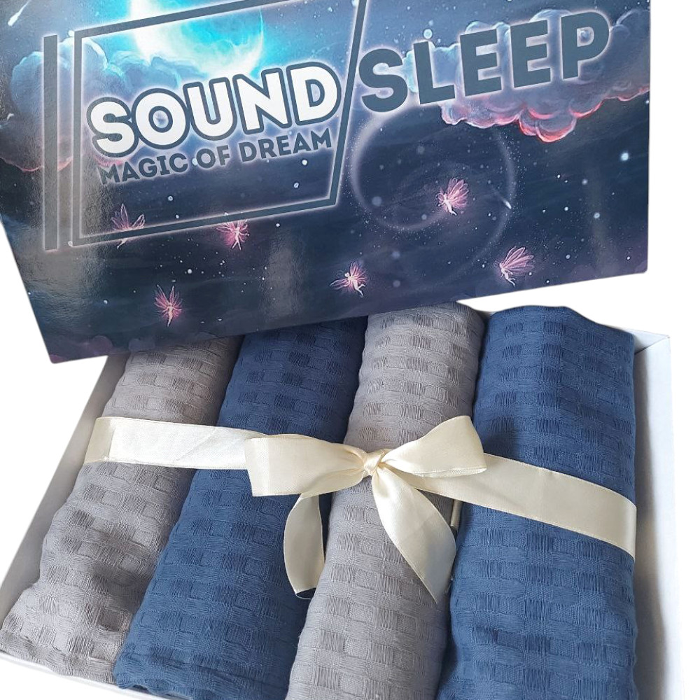 Набор кухонных полотенец 4шт SoundSleep вафельный 35х60 см 220 г серый и синий (2800004757652)