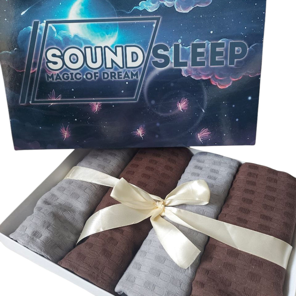 Набір кухонних рушників 4шт SoundSleep вафельний 35х60 см 220 г сірий і шоколадний (2800004757669)