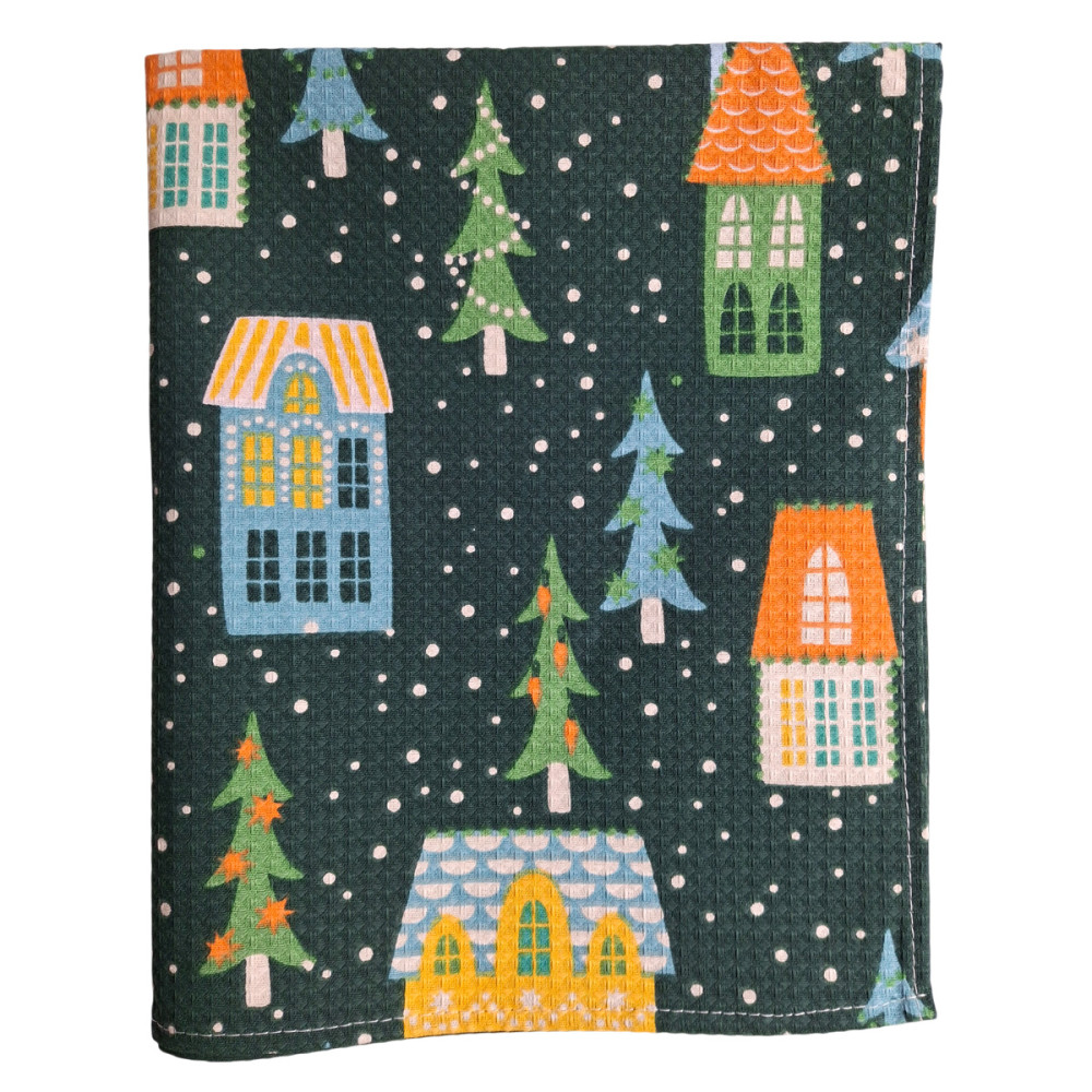 Kitchen towel SoundSleep Happy holidays waffle 45x60 cm 185 g dark green (2800004977715)