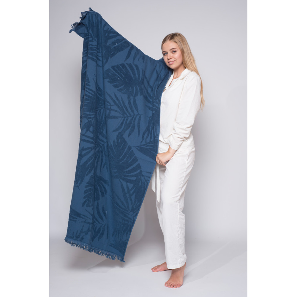 Рушник пляжний жакардовий SoundSleep Hawaii dark blue 100х150 см