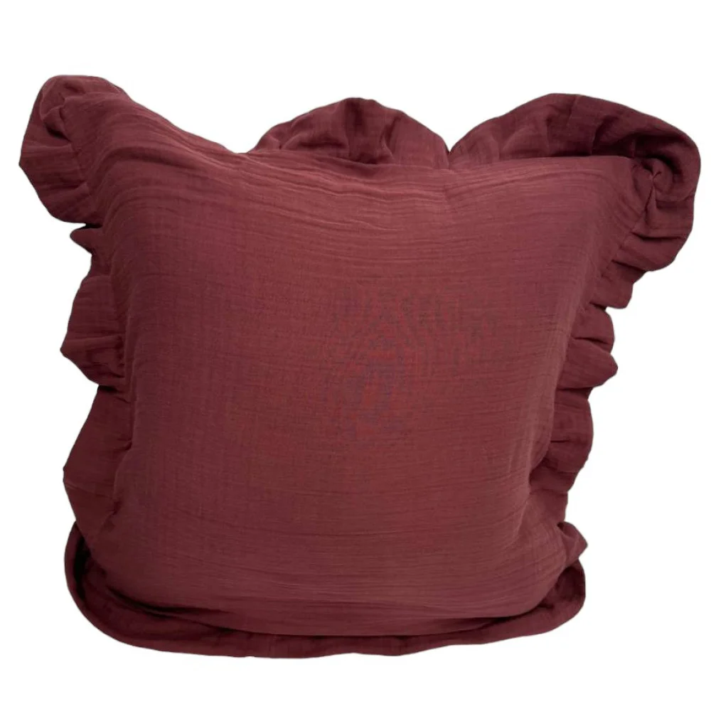 Декоративная наволочка SoundSleep Muslin Burgundy 45х45 см с рюшами бургунди (94331776)