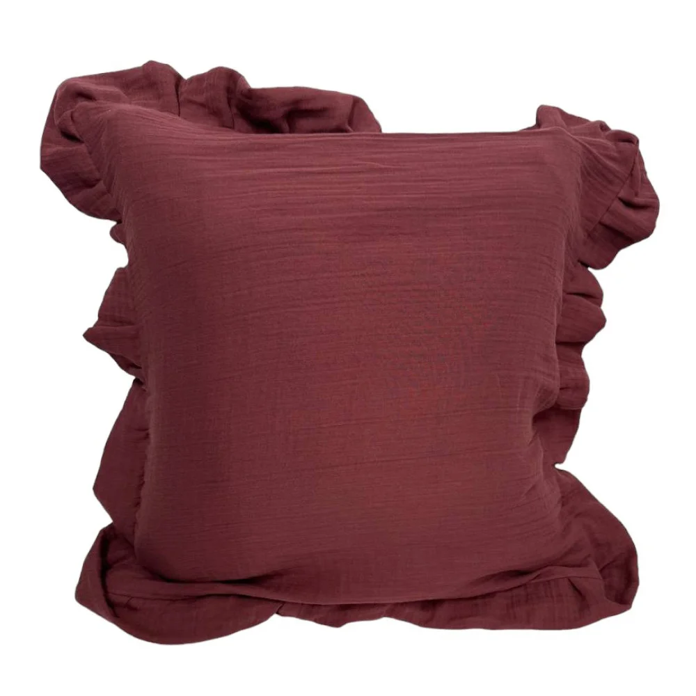 Декоративная наволочка SoundSleep Muslin Burgundy 45х45 см с рюшами бургунди (94331776)