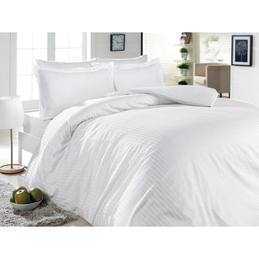 Комплект постельного белья First choice white S-053 сатин жаккардовый Евро 200х220 см белый (m000241)