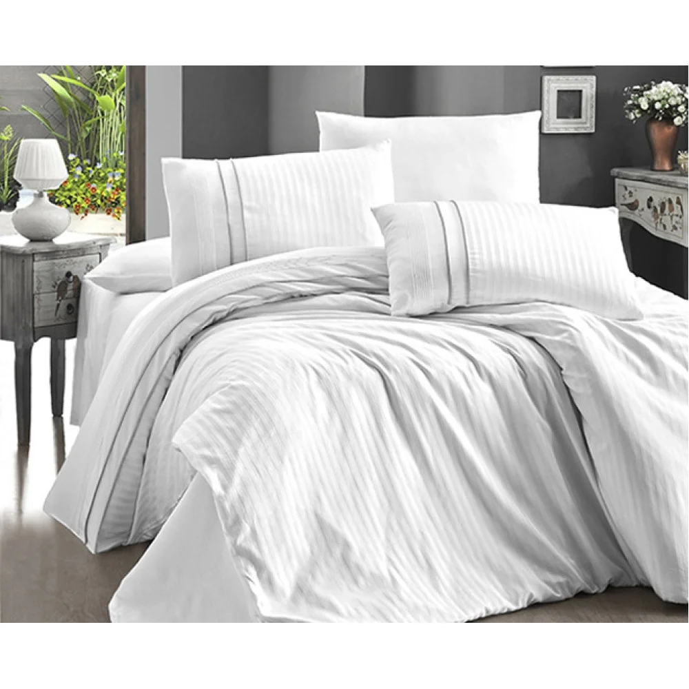First choice Stripe Style beyaz satin-luxury Euro bedding set 200x220 cm white (m015741)