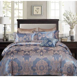Bedding set Love You 1-40 with jacquard embroidery Euro 200x220 cm blue (m017334)