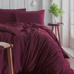 Комплект постельного белья SoundSleep Stonewash семейный 160х220 см бургунди (94381122)
