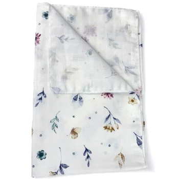 Swaddle SoundSleep Flowers muslin 80x100 cm white (2800004517485)